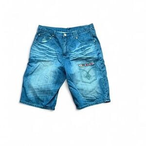 Eight 732 - Denim Shorts - TyMen's 42- Blue - Embroidered Y2K Streetwear
